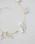 Jeweled Hair Vine with White Flowers