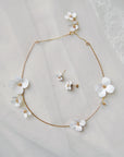 Bridal Jewelry Set - Necklace and Earrings with White Flowers