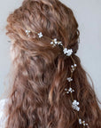 Jeweled Hair Vine with White Flowers