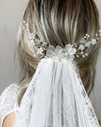 Headpiece with frosted Flowers and Crystals