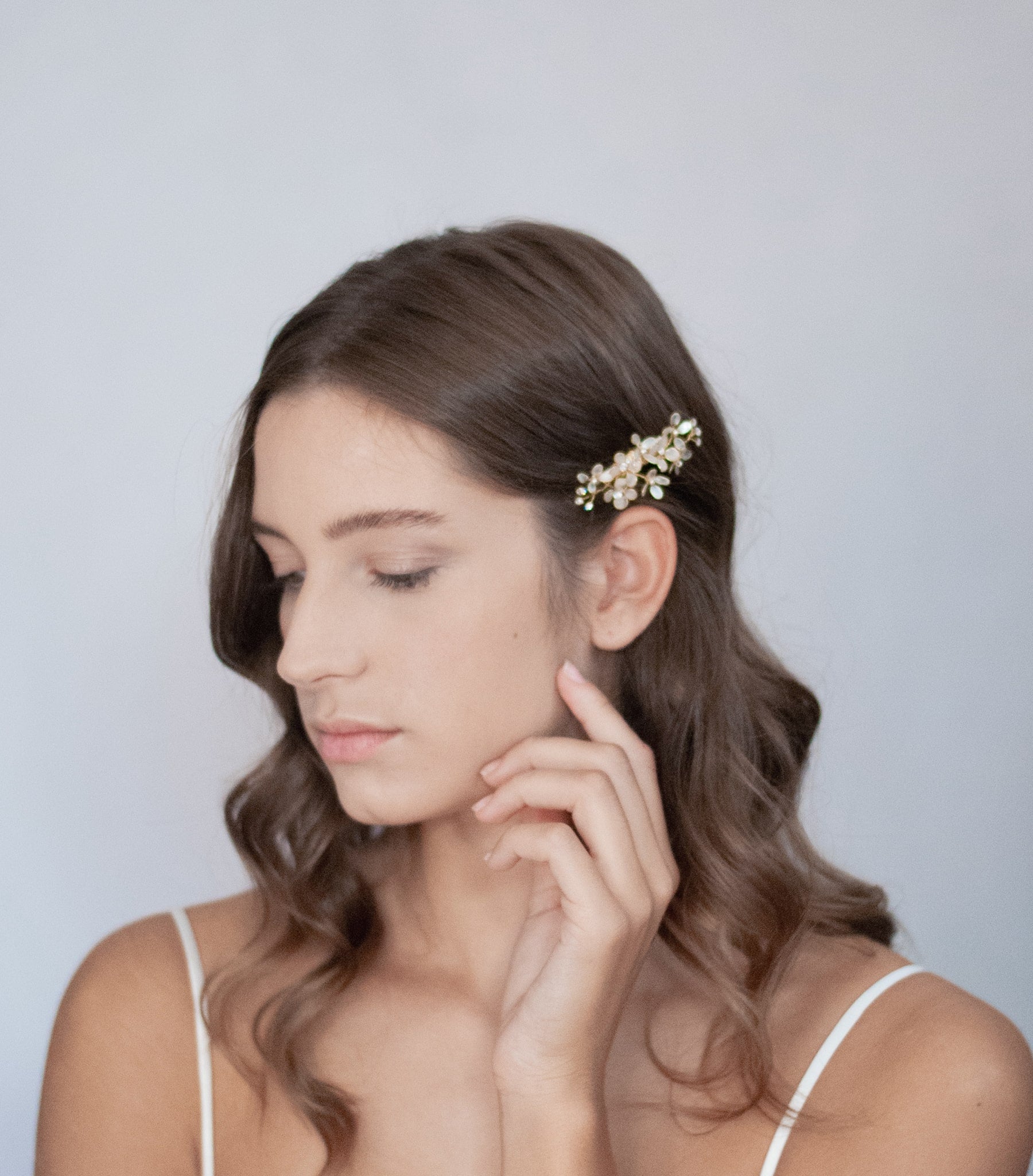 Iridescent flower brooch