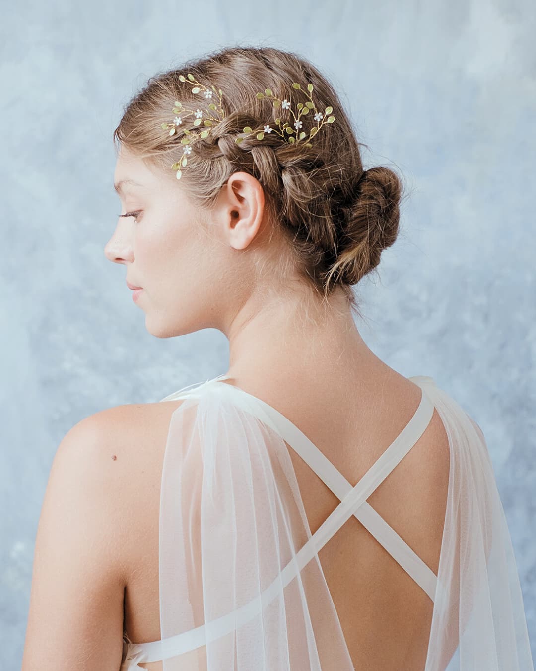 Set forcine sposa Ramage con rametti verdi modellabili per raccolti eleganti