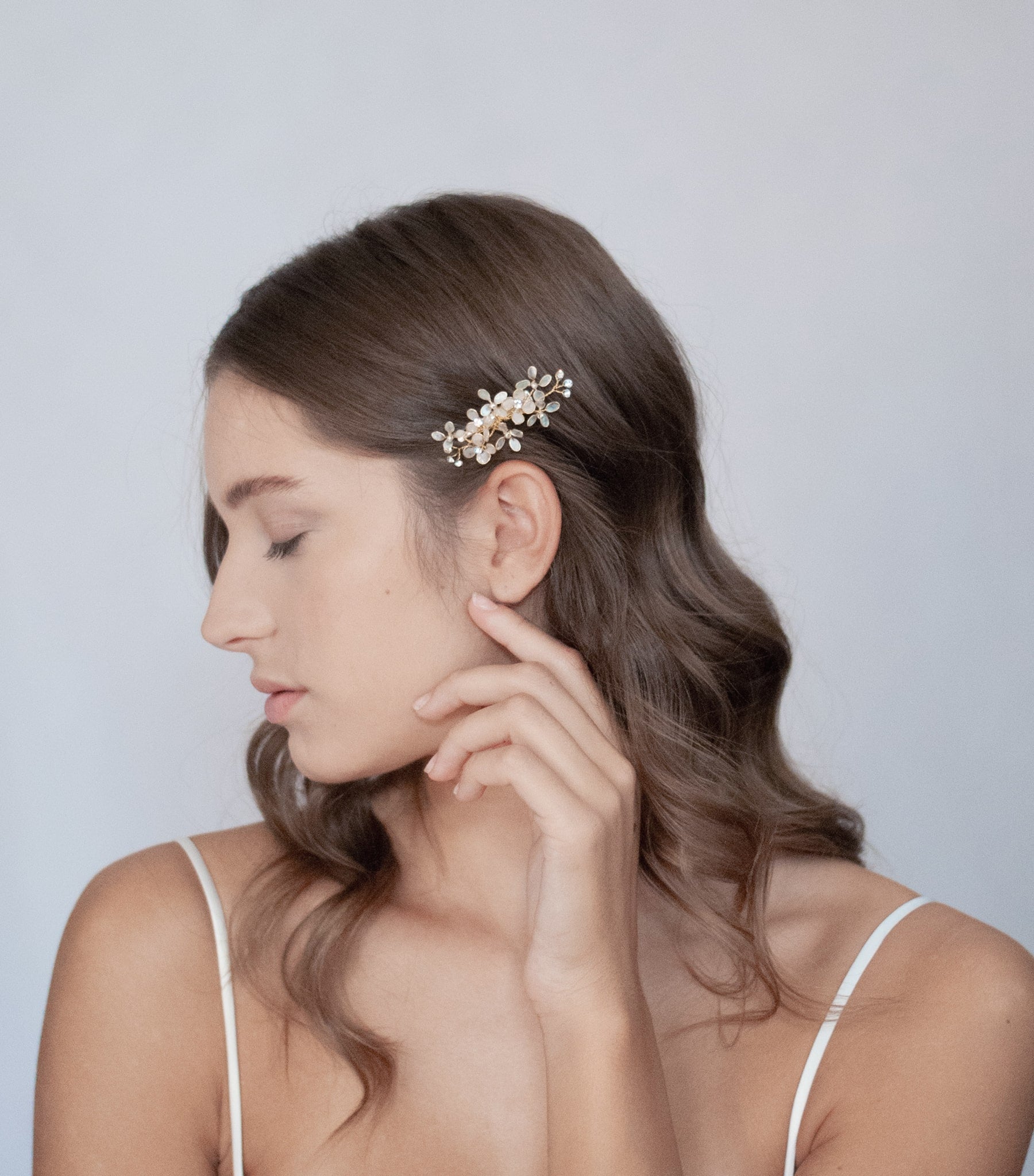 Iridescent flower brooch