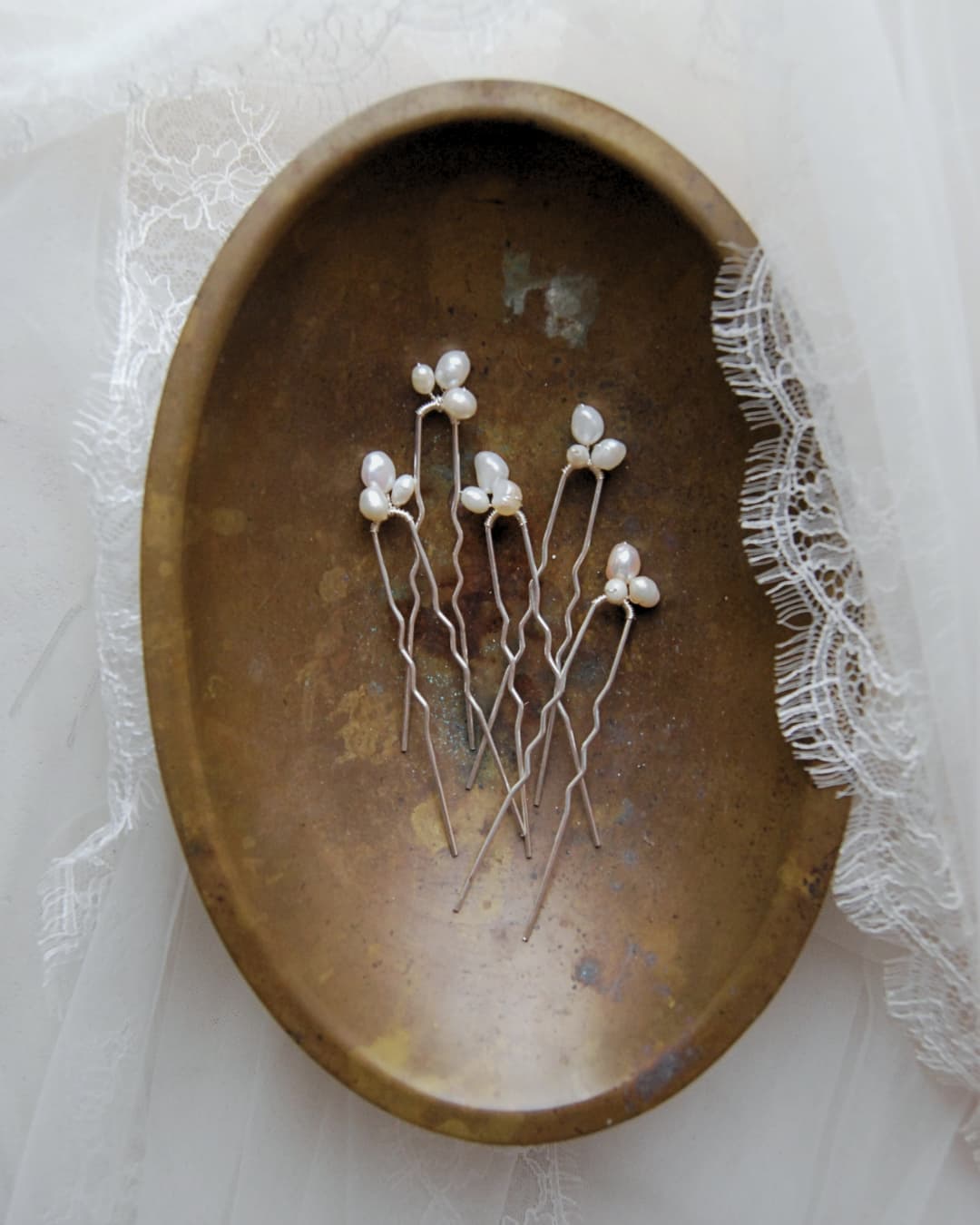 Costellazione set 5 forcine perle di fiume - equilibrare i semi-raccolti da sposa