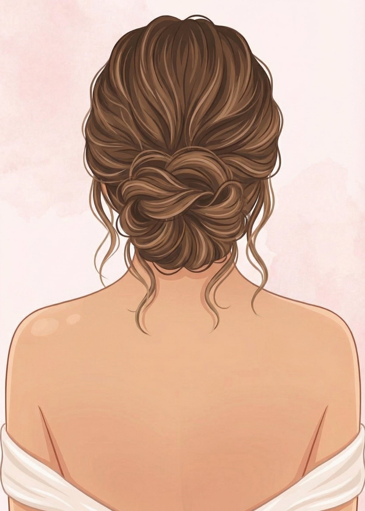 illustrazione raccolto basso morbido da sposa
