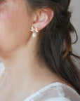 orecchini da sposa con fiocco e perle naturali