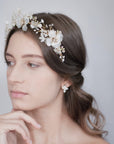 Tiara floreale fiori d'alabastro