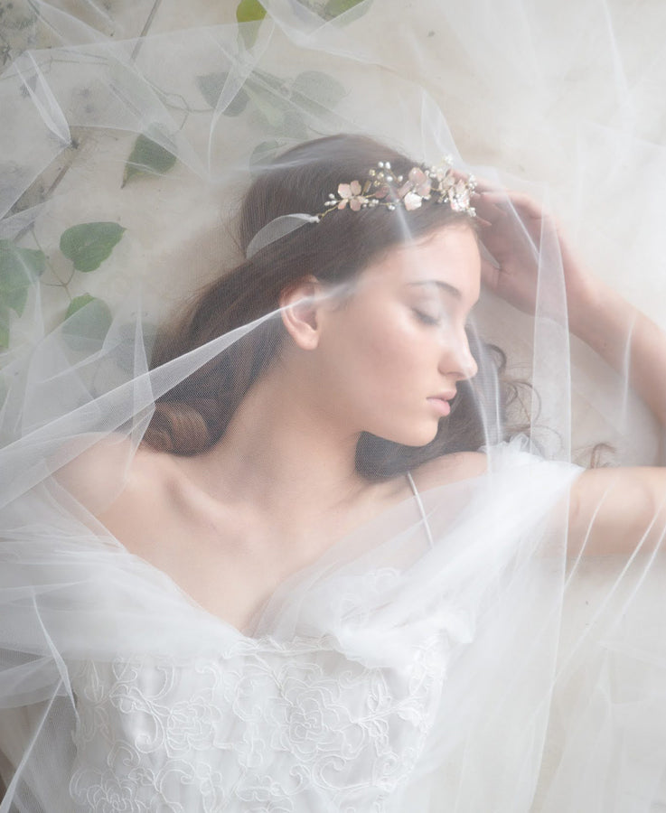 Wedding veil and flower crown