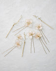 bridal pink flower hair pins set