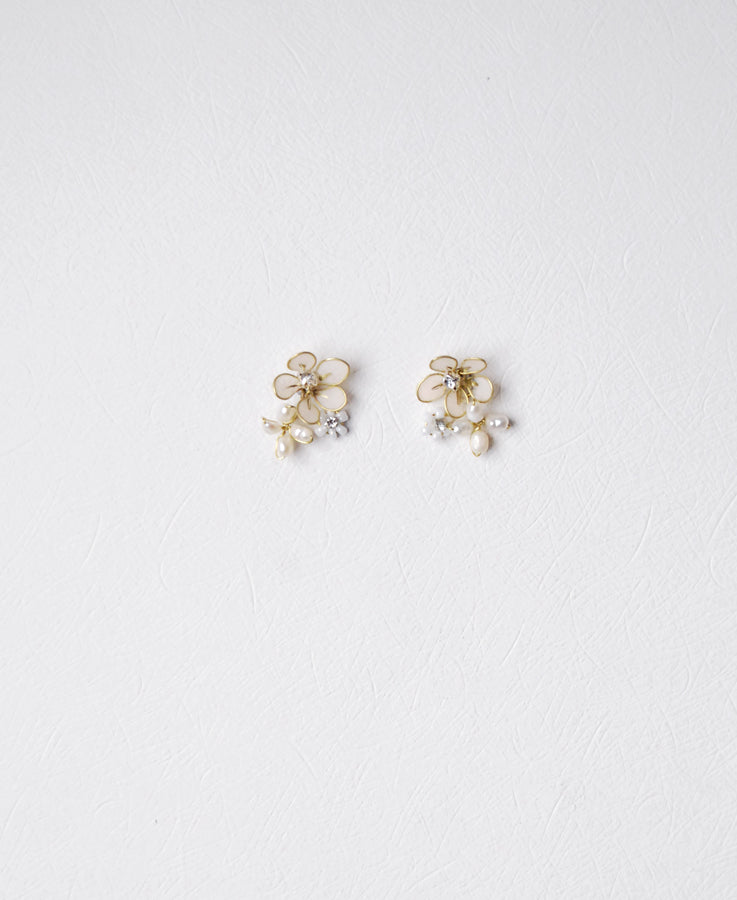 flower pearl earrings for bride