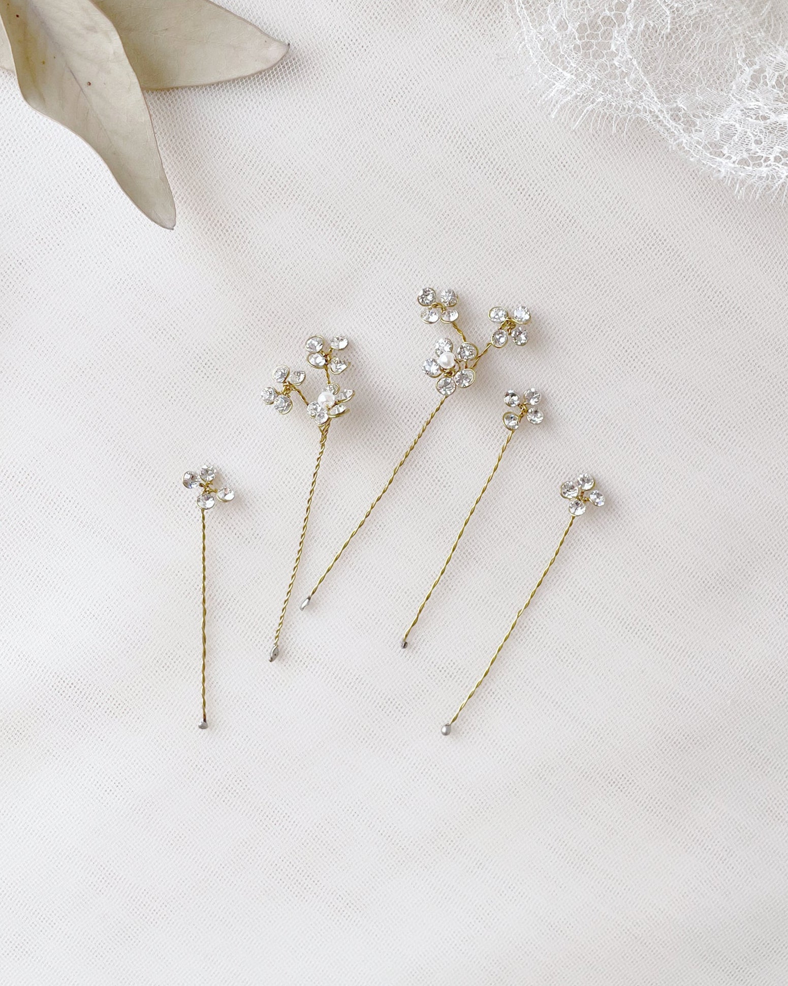 Crystal flower hair pins store