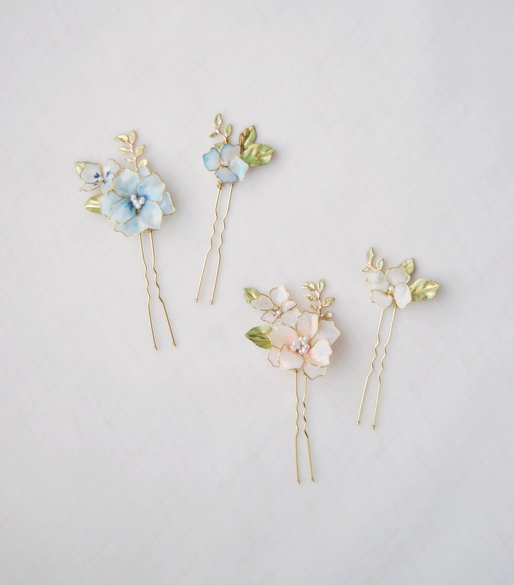 Linen flower hairpins - set of 2