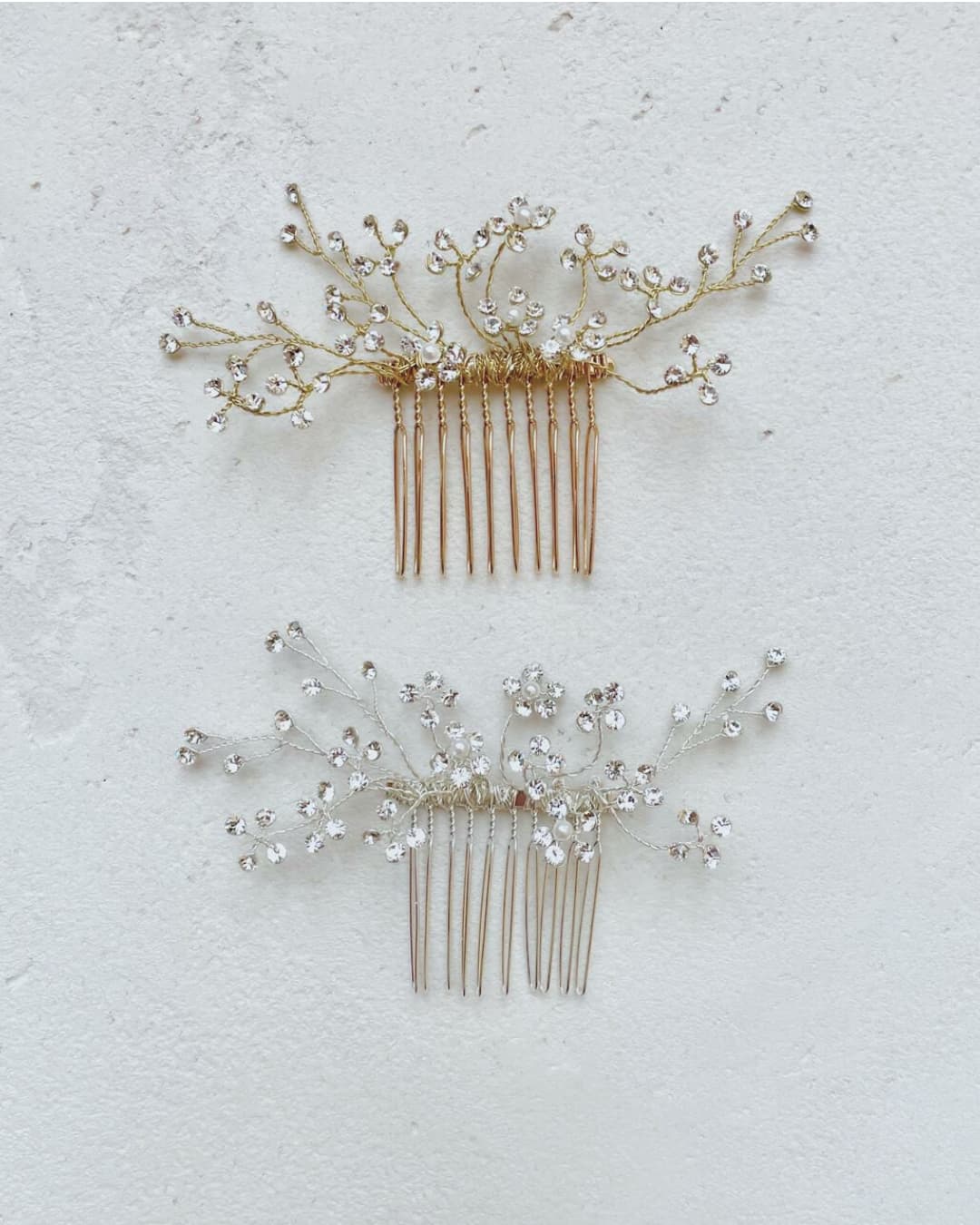 Pettinino gioiello per capelli da sposa in versione oro e argento