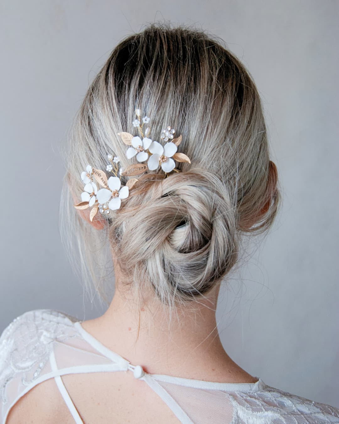 Flora Aurea forcine matrimonio - Accessorio sposa botanico oro