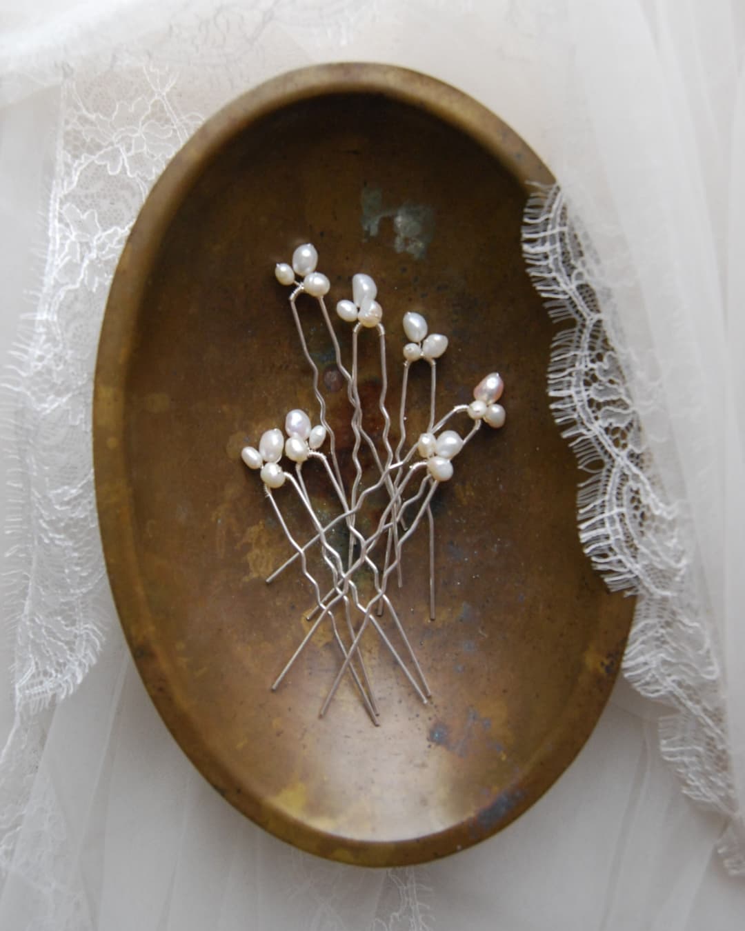 Luxury set completo 7 forcine perle di fiume - acconciatura sposa scenografica