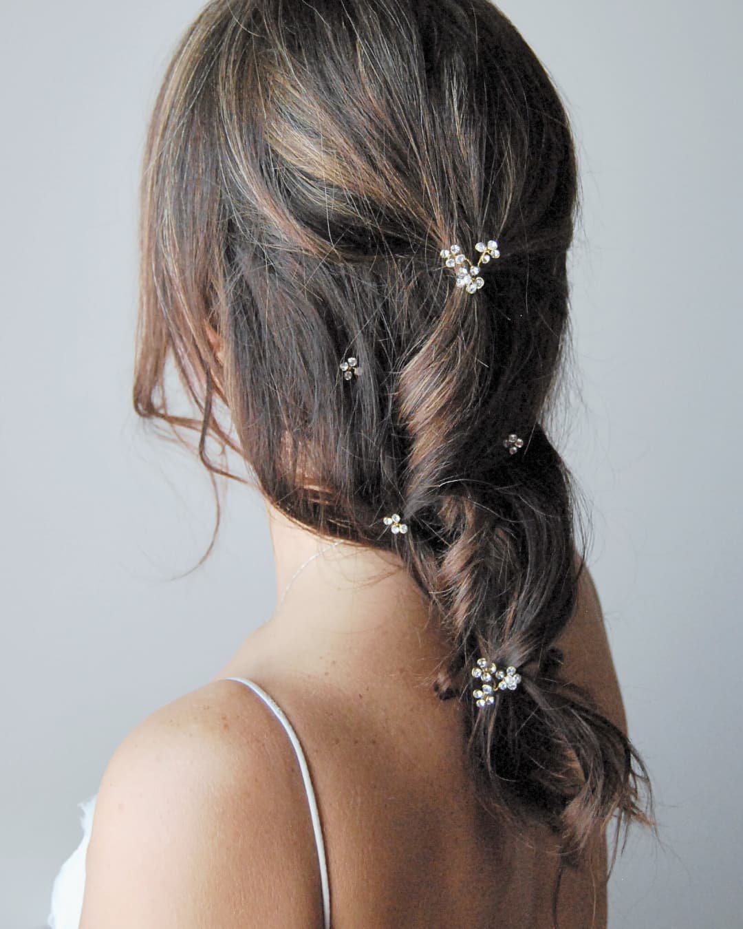 Set di 5 forcine gioiello Brillaflora con fiorellini in cristalli Swarovski® per sposa luminosa.