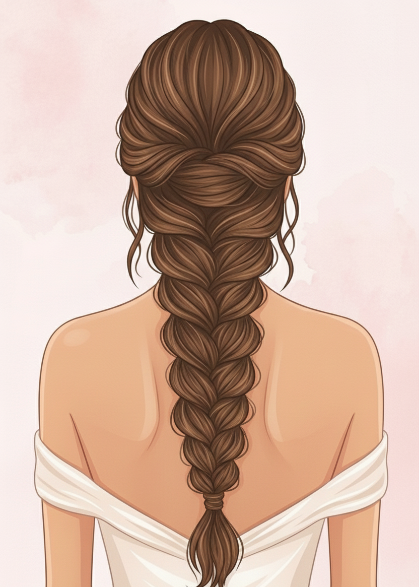 illustrazione treccia da sposa