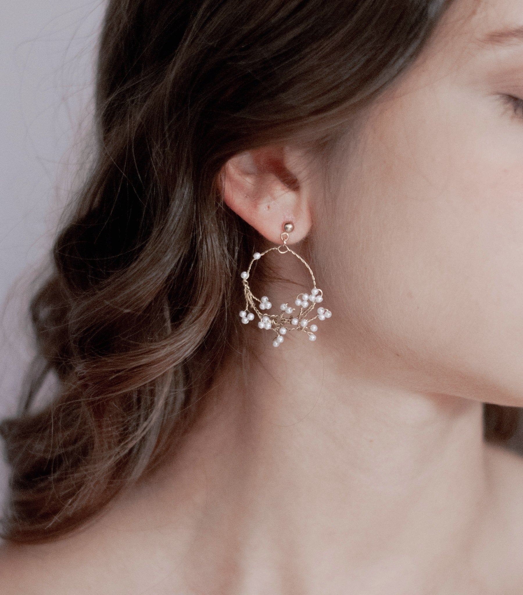 Gypsophila hoop earrings