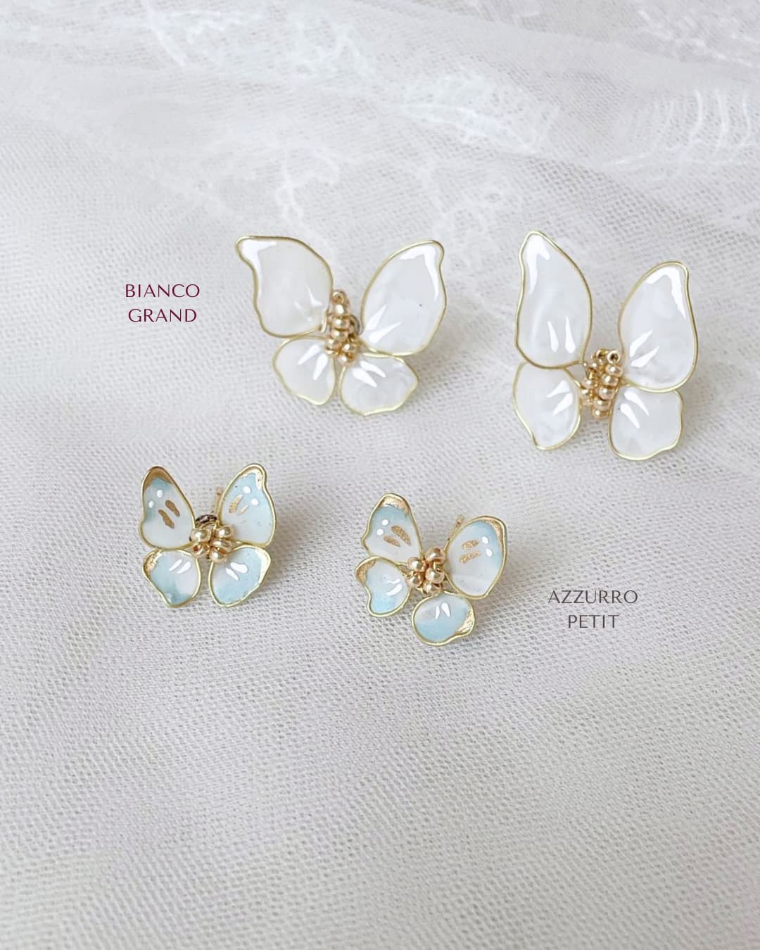 Orecchini per sposa e damigelle in colori pastello, leggeri ed eleganti.