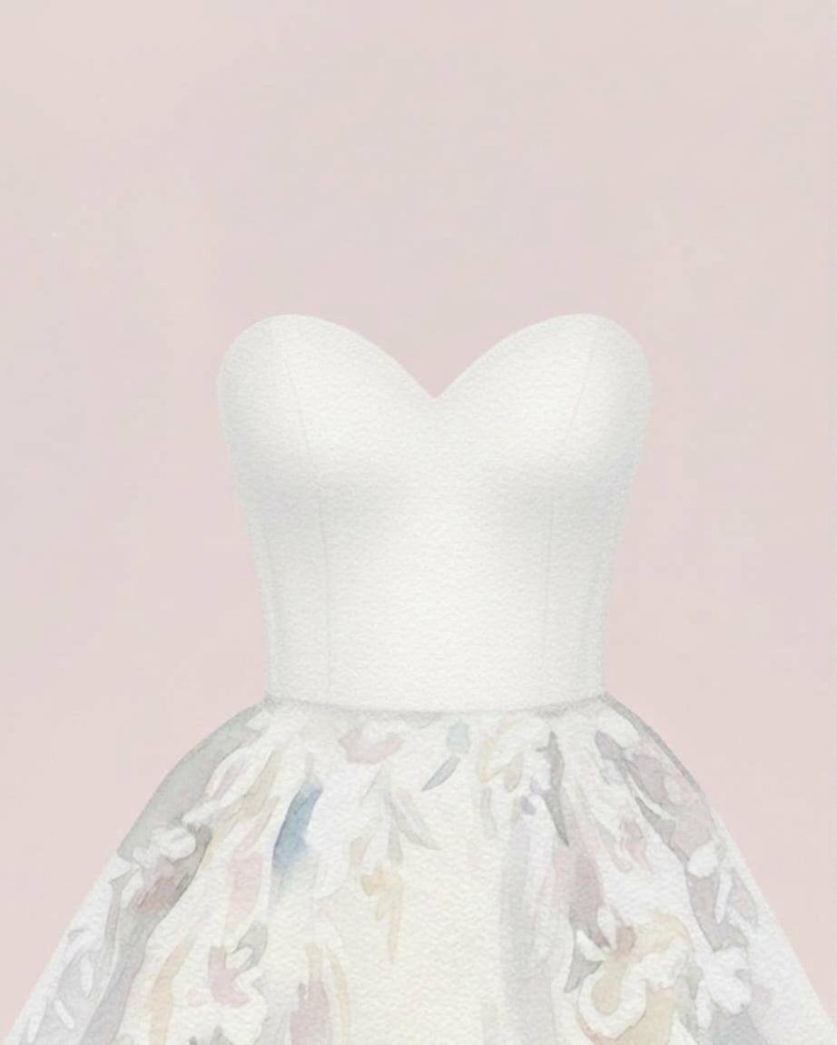 scollo senza spalline di un abito da sposa