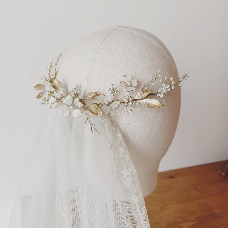 Heart flowers gold headpiece