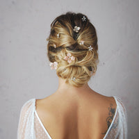 Bridal pink flower hair set | Elibre handmade