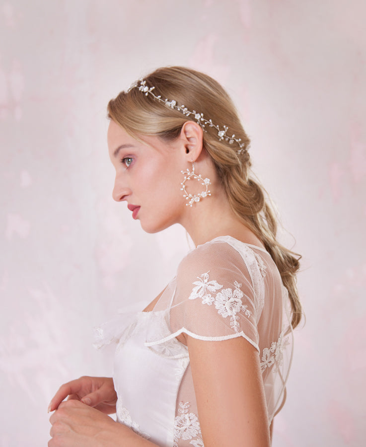 White floral vine hair jewelry | Elibre handmade
