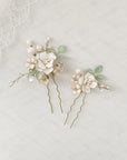 White peony bouquet hairpins - Set 2