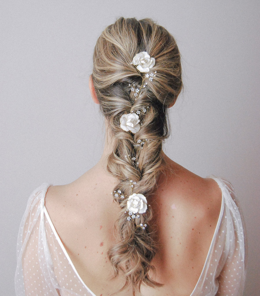 accessori capelli sposa fiore per treccia