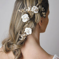 accessorio capelli fiore bianco