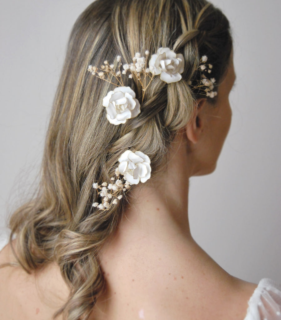 accessorio capelli fiore bianco