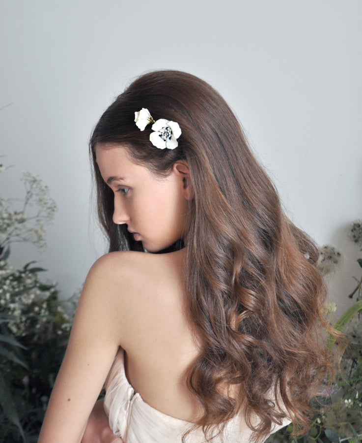 black and white bridal hairpins