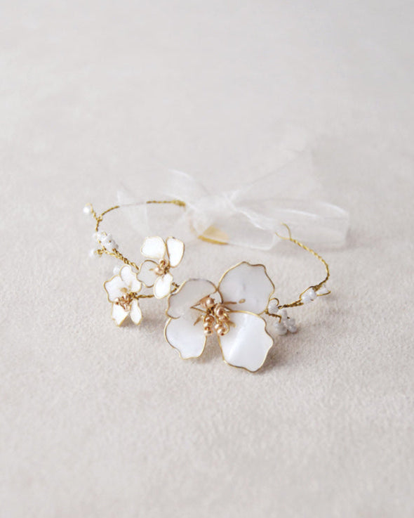Bracciale trio Fiori bianco