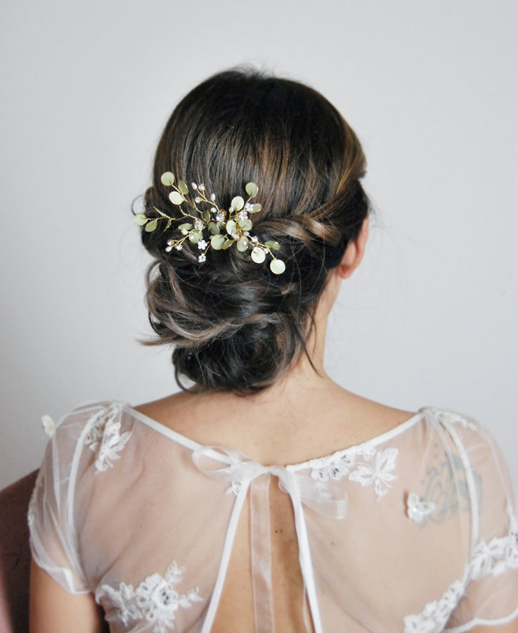 bridal green leaf headpiece