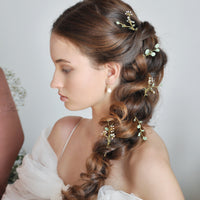 bridal leaf hair pins