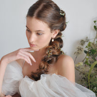 bridal pearl leaf hairpieces