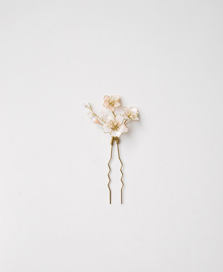 bridal pink flower hair pin