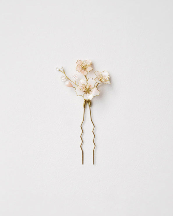 bridal pink flower hair pin