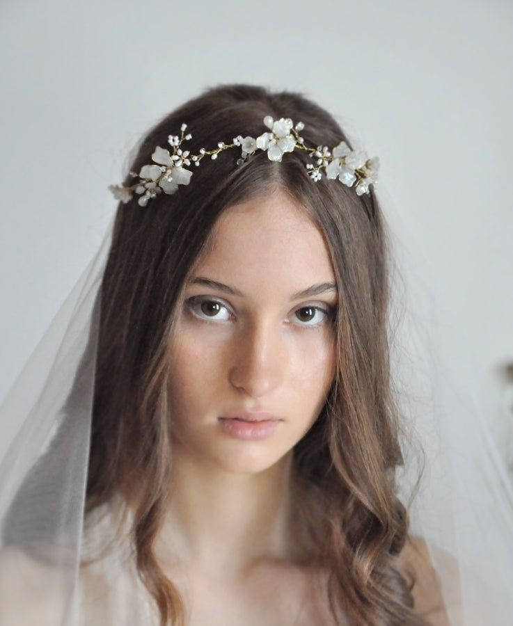 bridal white floral headband