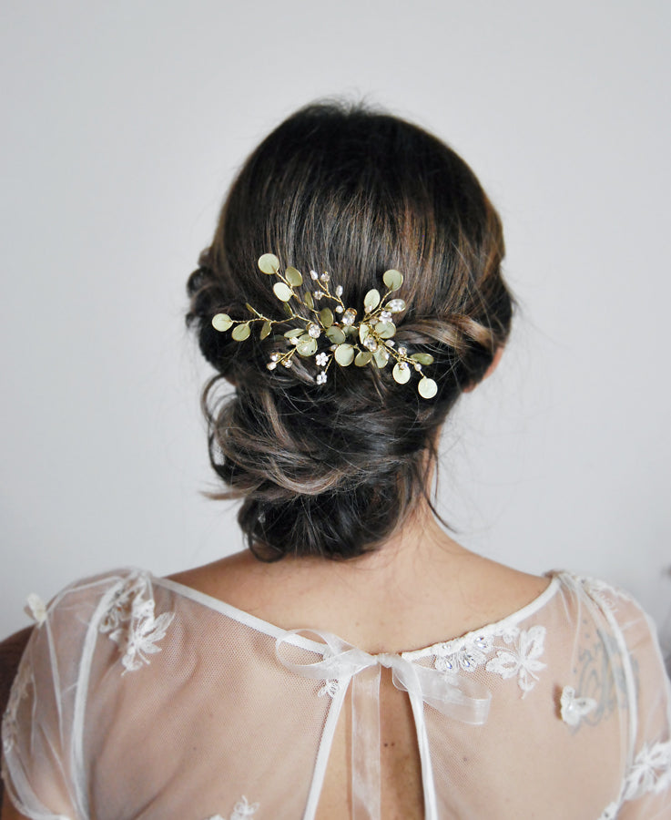 bride greenery hair piece