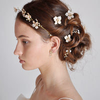 bride hair jewelry in pink