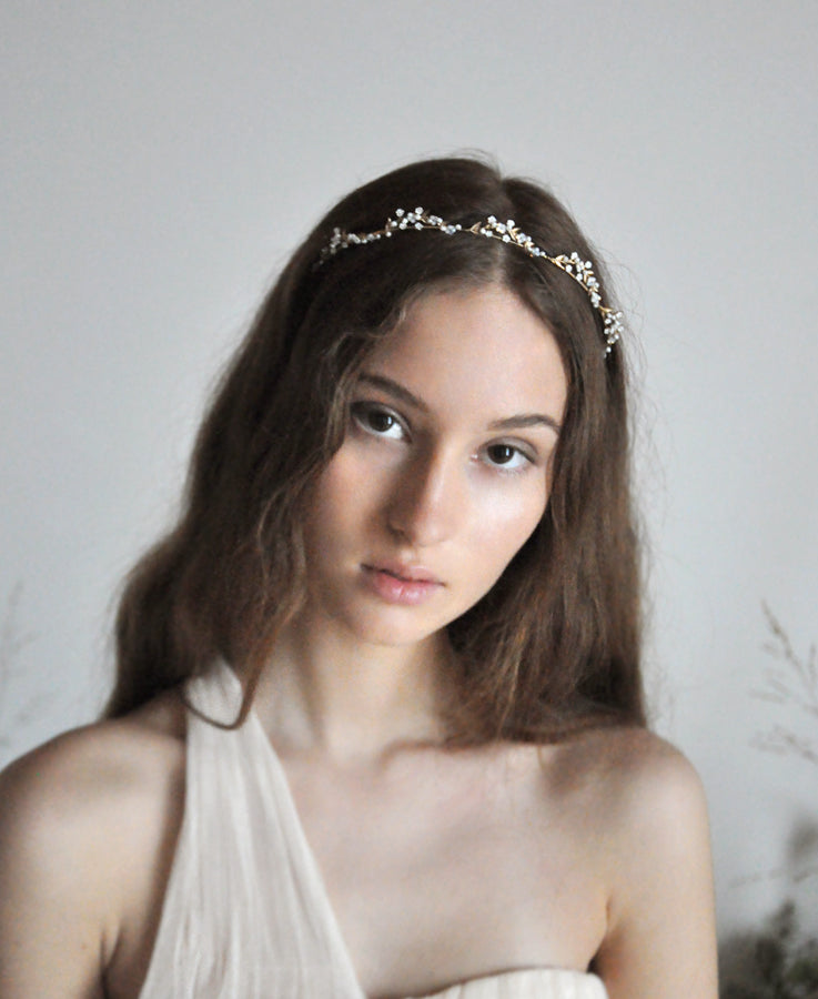 bride opal white headpiece