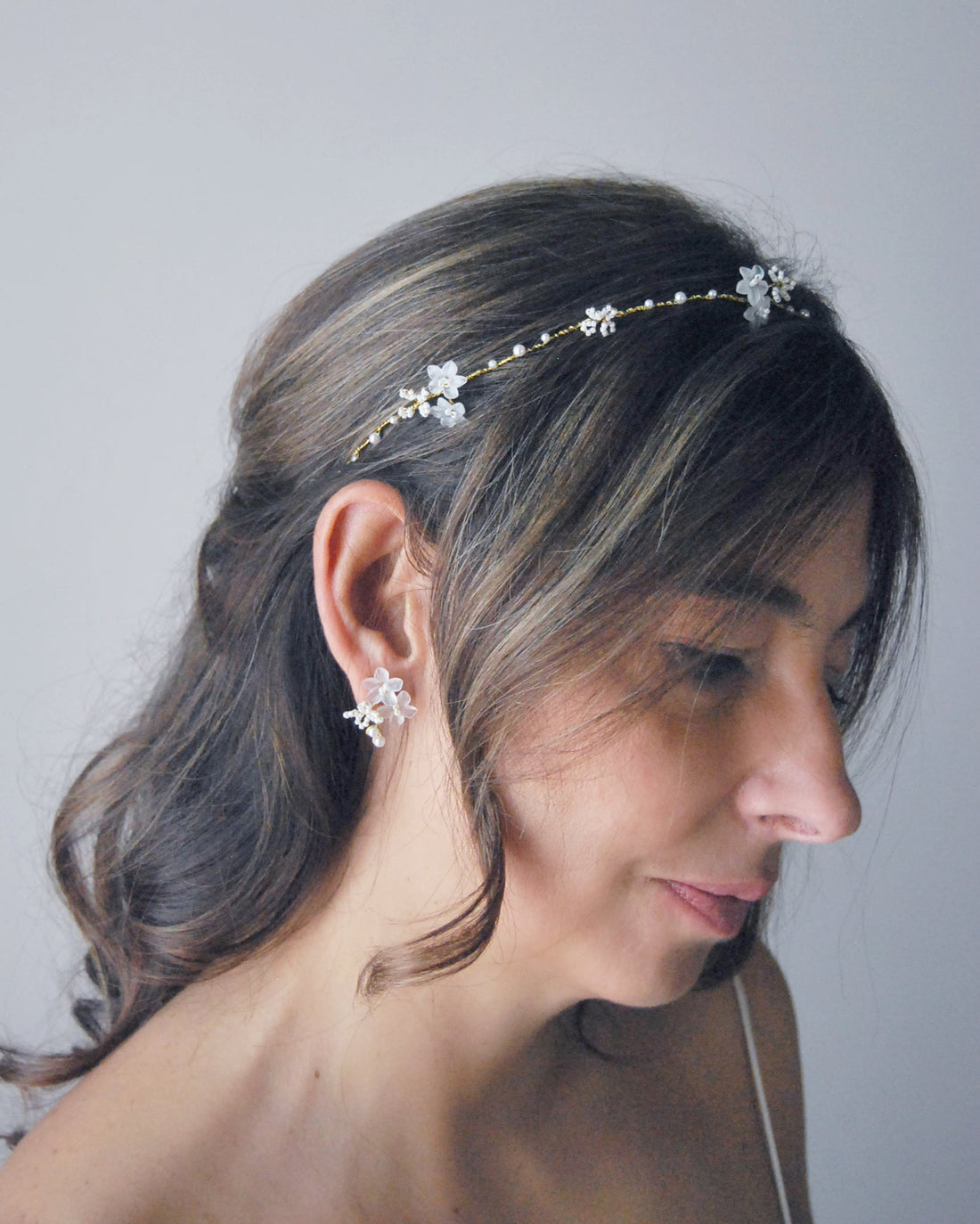 Frangipane flower hair crown