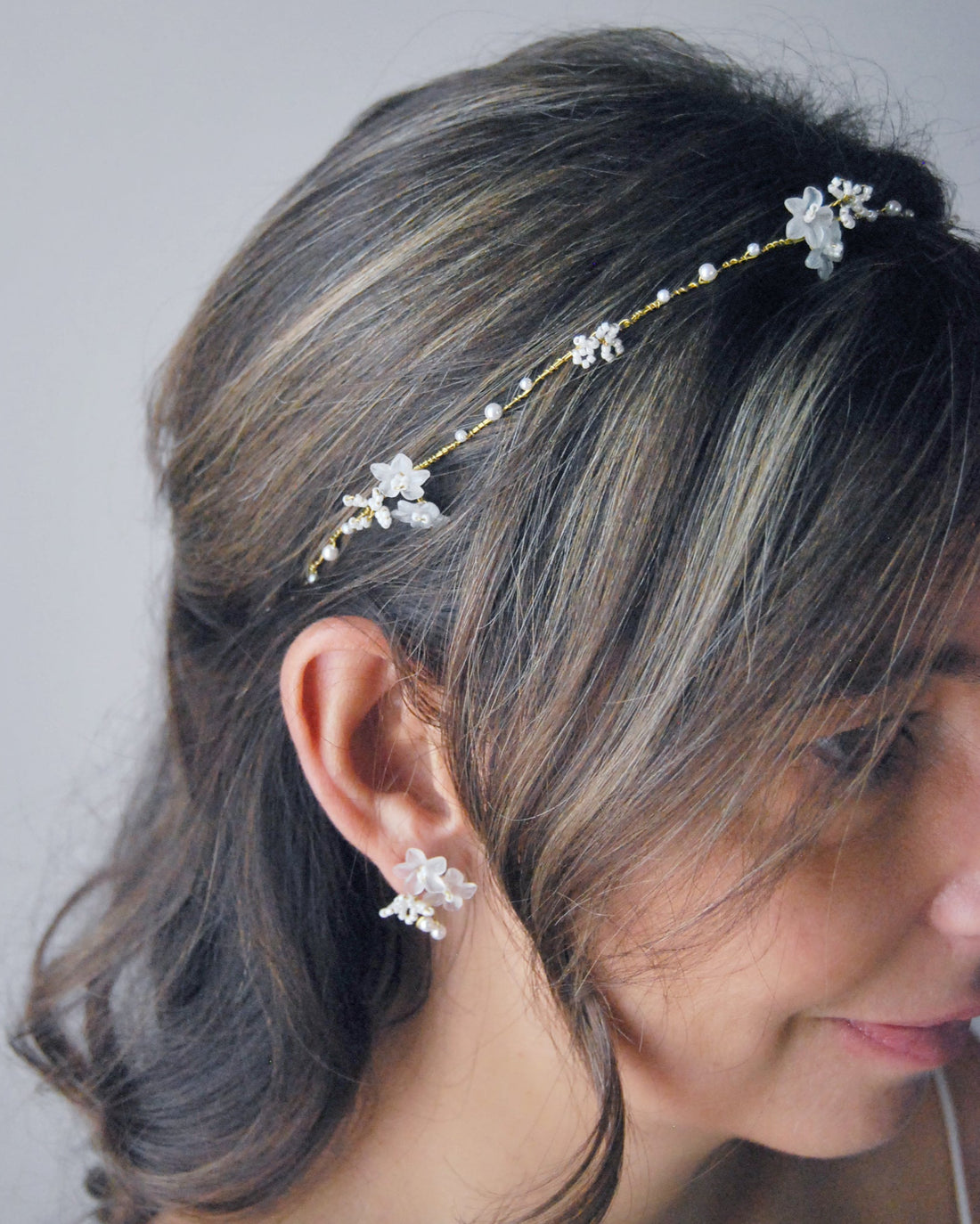 Frangipane flower hair crown