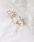 Heart flowers and crystal hair pins - Set 2