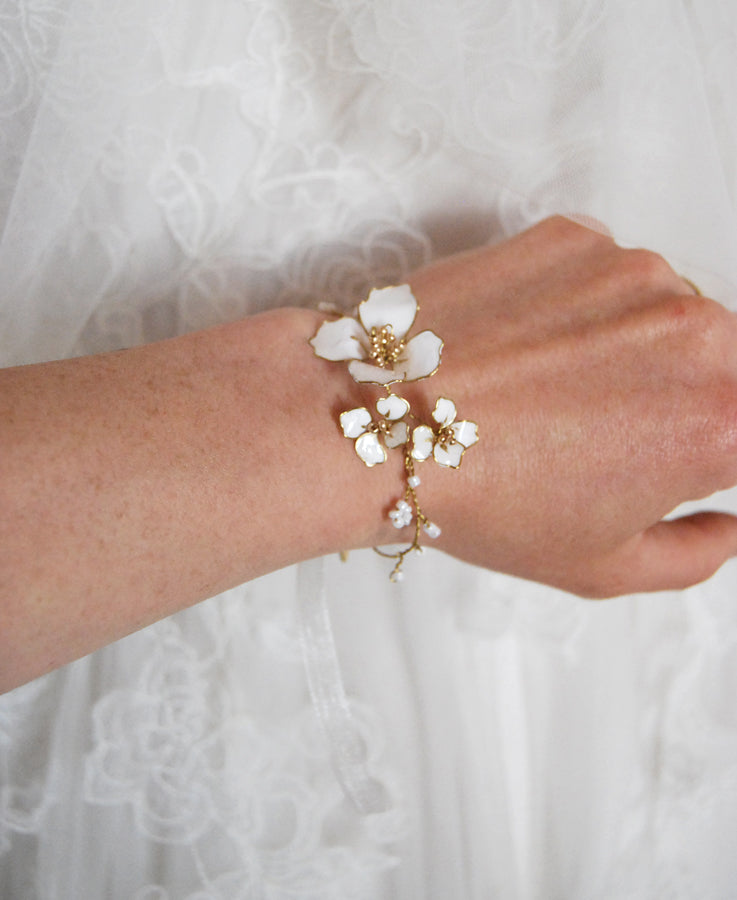 Bracciale trio Fiori bianco