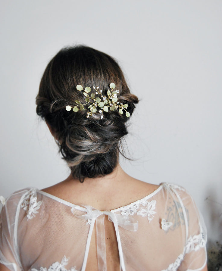 greenery wedding hair comb