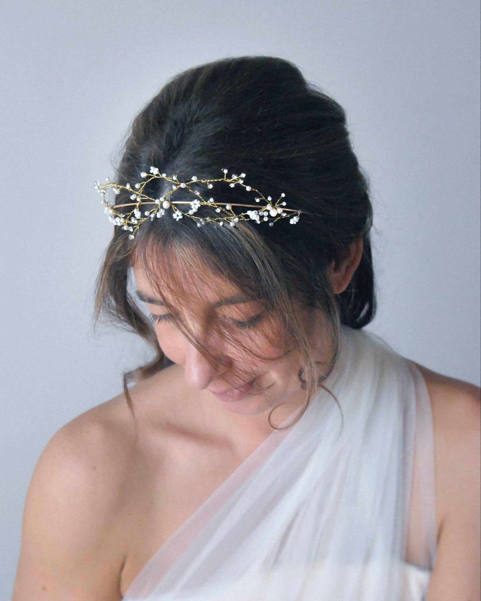 Tiara sposa di perle