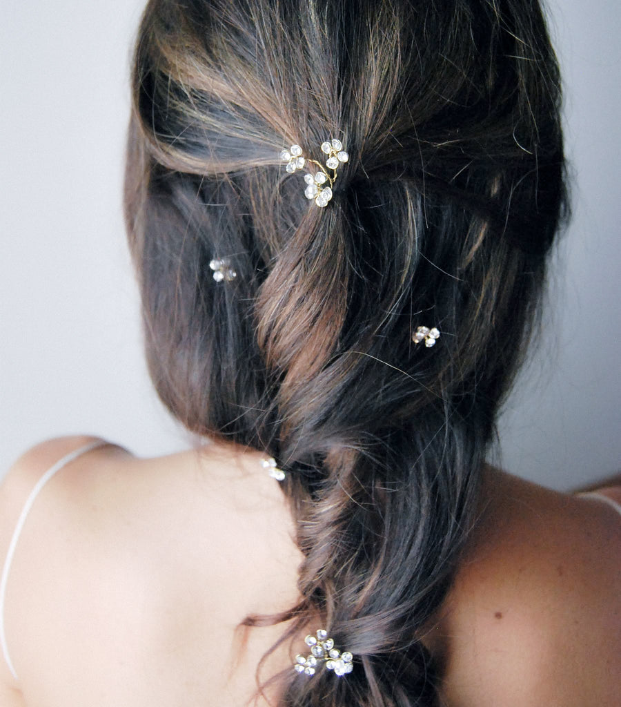 Crystal flower hair pins - Set 5