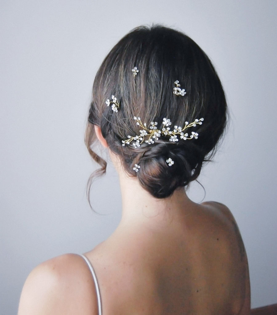 Crystal flower hair pins - Set 5